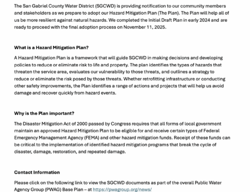 Hazard Mitigation Plan Under Consideration